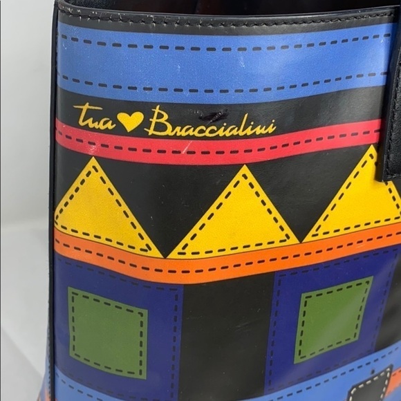 Tua Braccialini Large Black Multi Color Block Tote - Picture 2 of 12